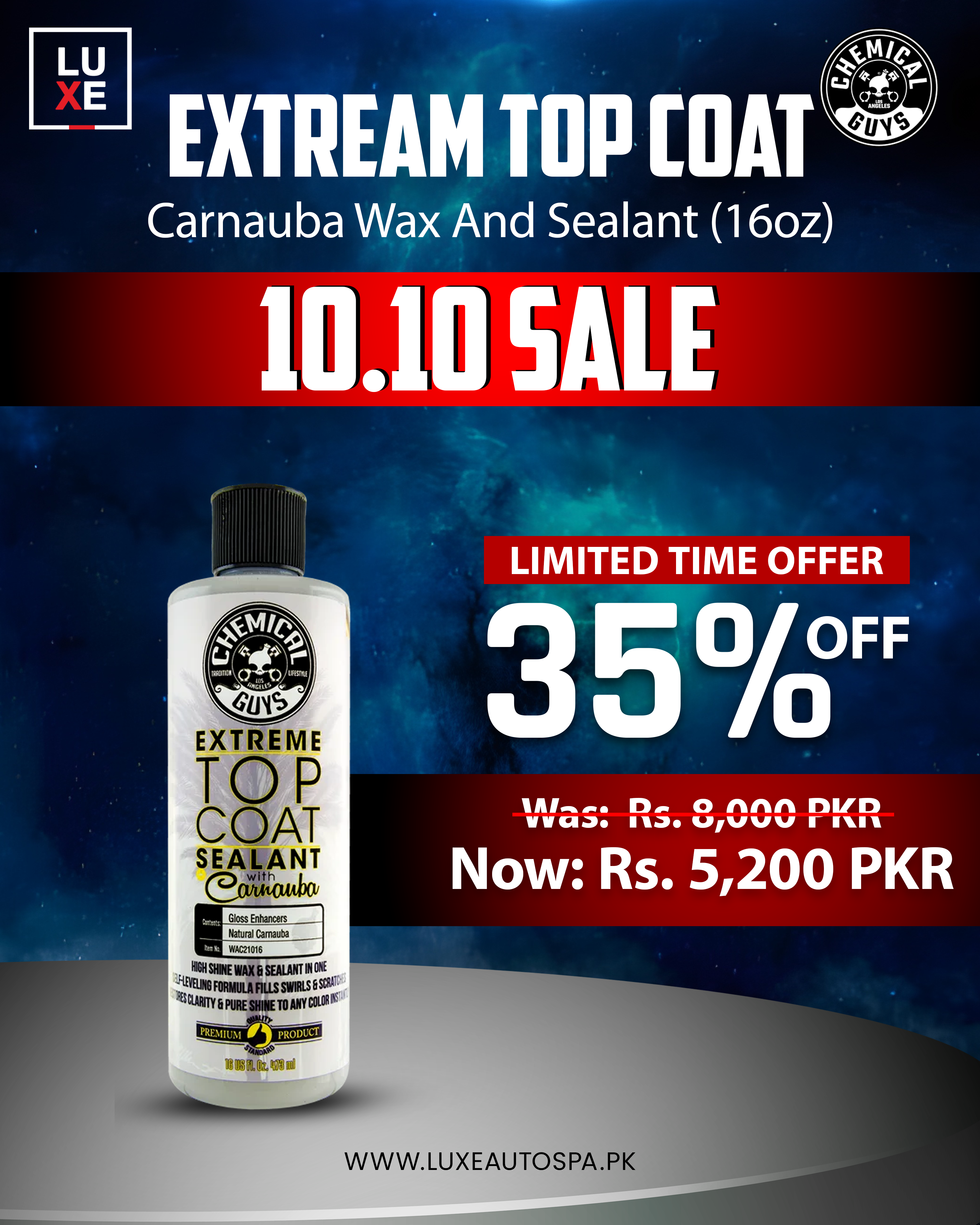 Chemical Guyz Extream Top Coat Carnauba Wax And Sealant 16oz