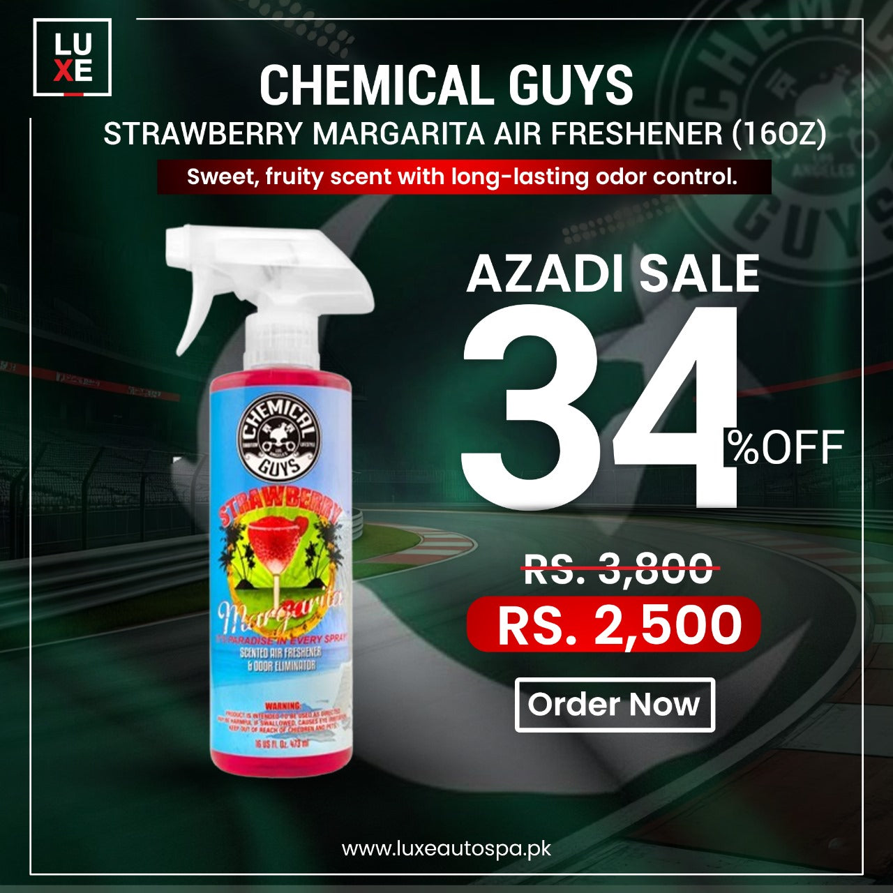Chemical Guys Strawberry Margarita Air Freshener And Odor Eliminator (16oz)