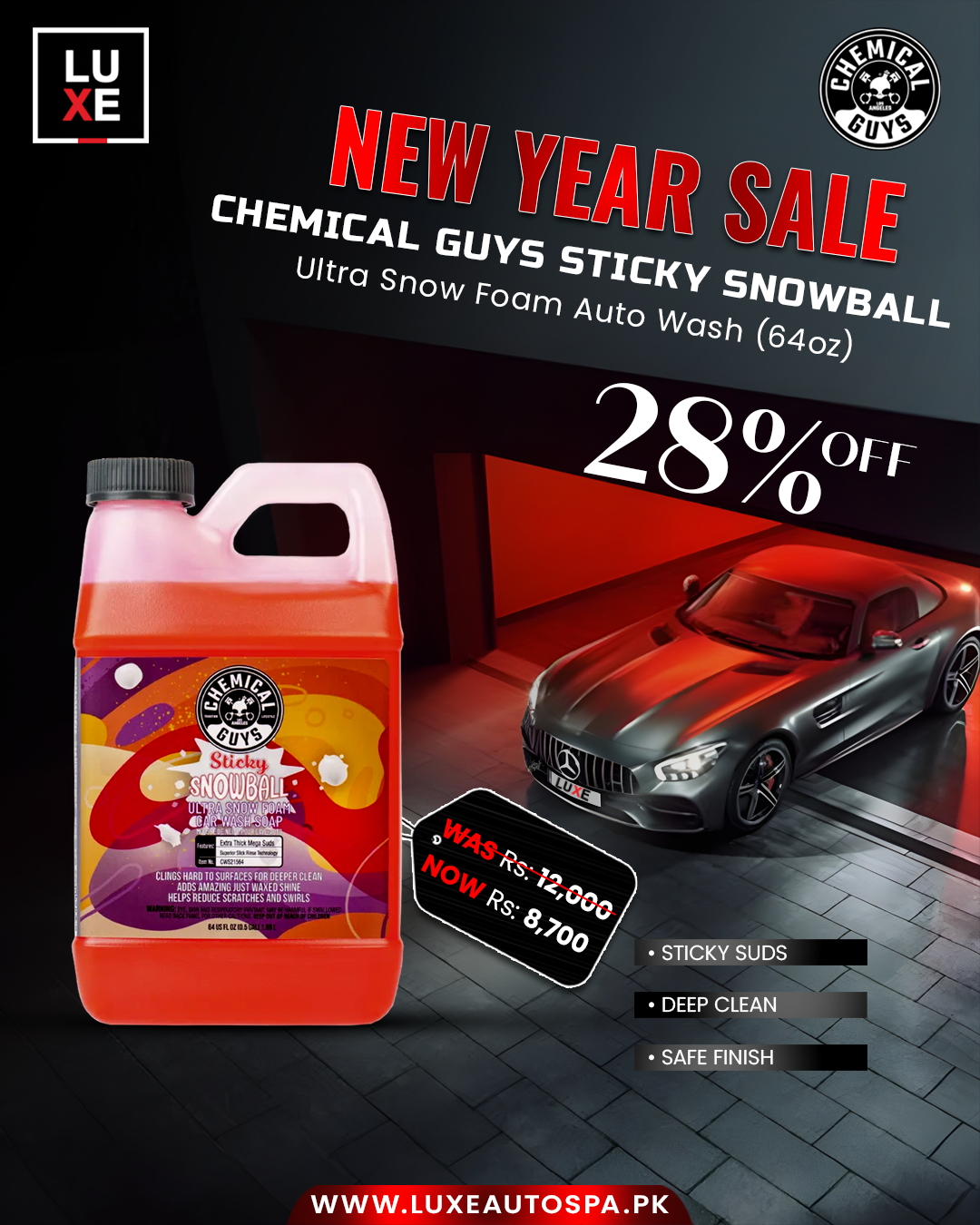 Chemical Guys Sticky Snowball Ultra Snow Foam Car Wash 64oz