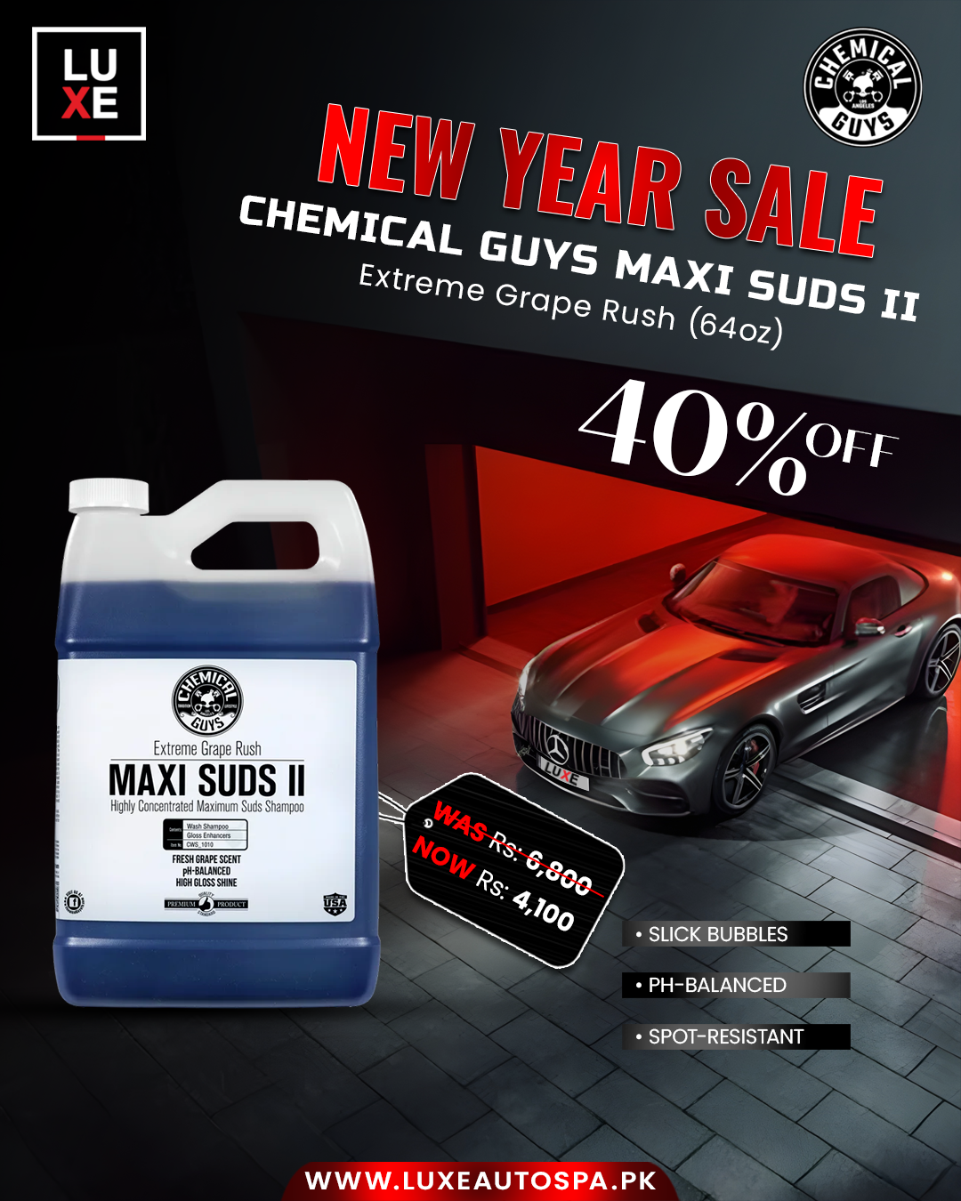 CG Maxi Suds II Extreme Grape Rush Super Suds Car Wash Shampoo (64oz)