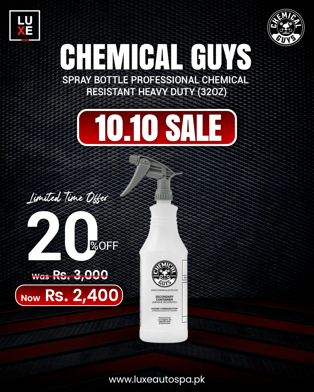 Chemical Guys Professional Chemical Resistant Bottle & Sprayer (32 oz)