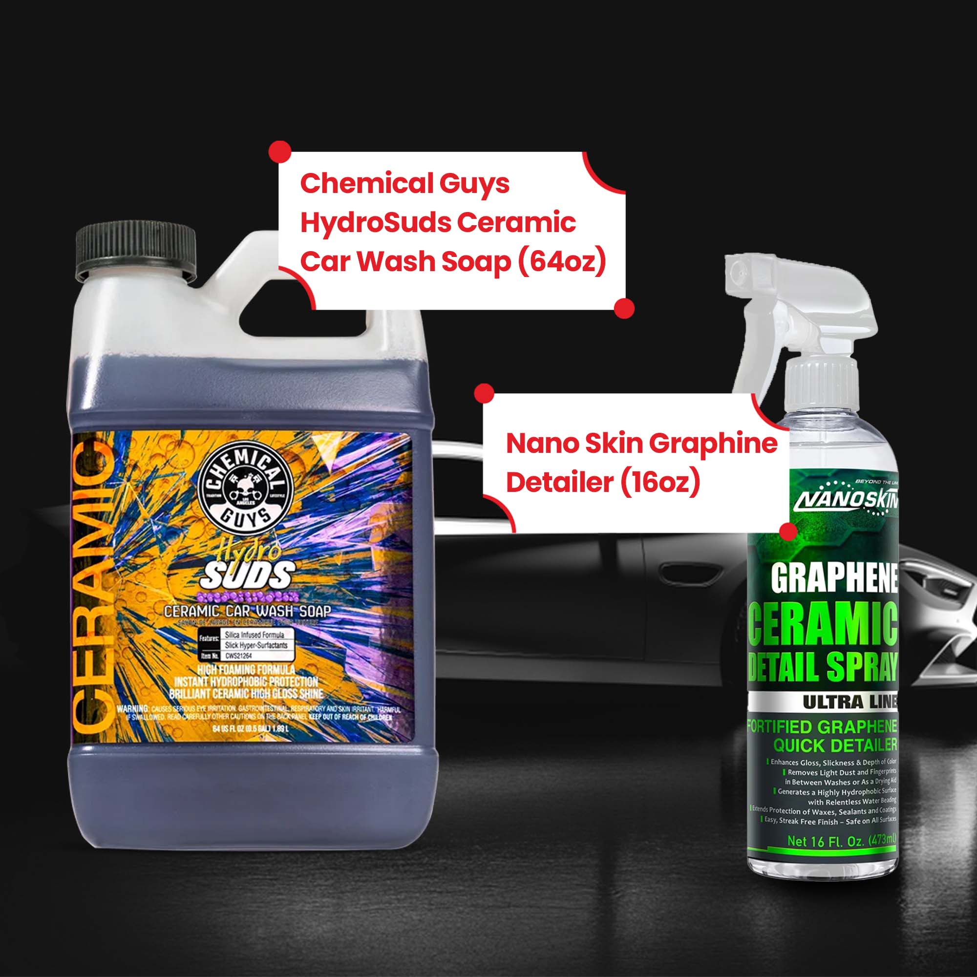 Chemical Guys HydroSuds Ceramic Shampoo  (64oz)  and  NanoSkin  Graphene Detailer (16oz)