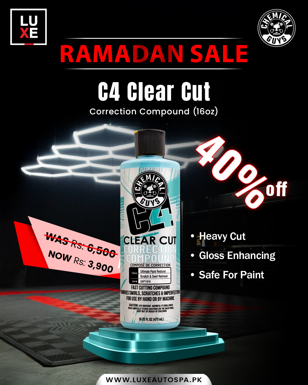 Chemical Guys C4 Clear Cut Correction Compound (16 oz)