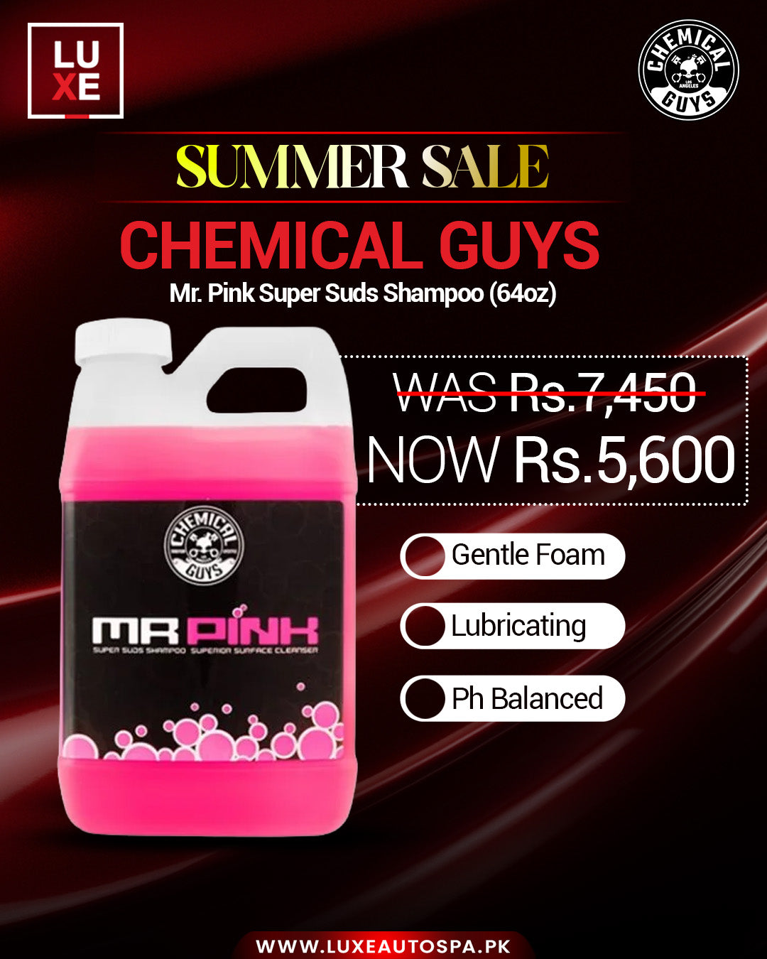 Chemical Guys Mr. Pink Super Suds Shampoo Superior Surface Cleanser (64 oz)