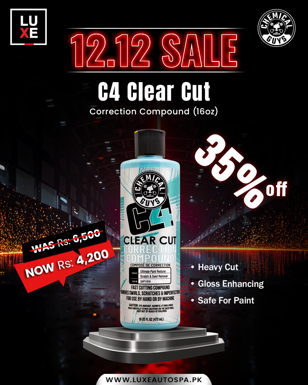 Chemical Guys C4 Clear Cut Correction Compound (16 oz)