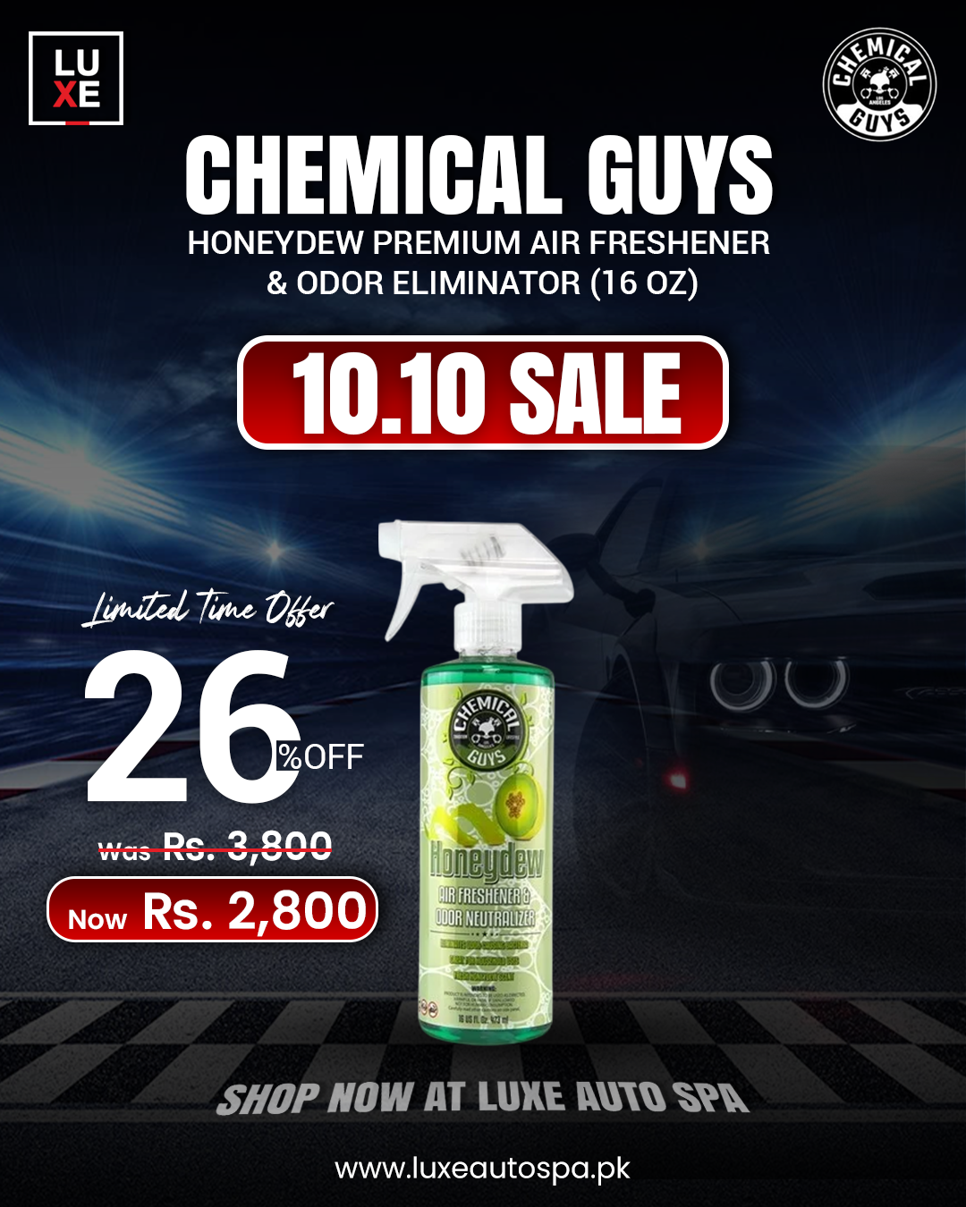 Chemical Guys Honeydew Premium Air Freshener & Odor Eliminator (16 oz)