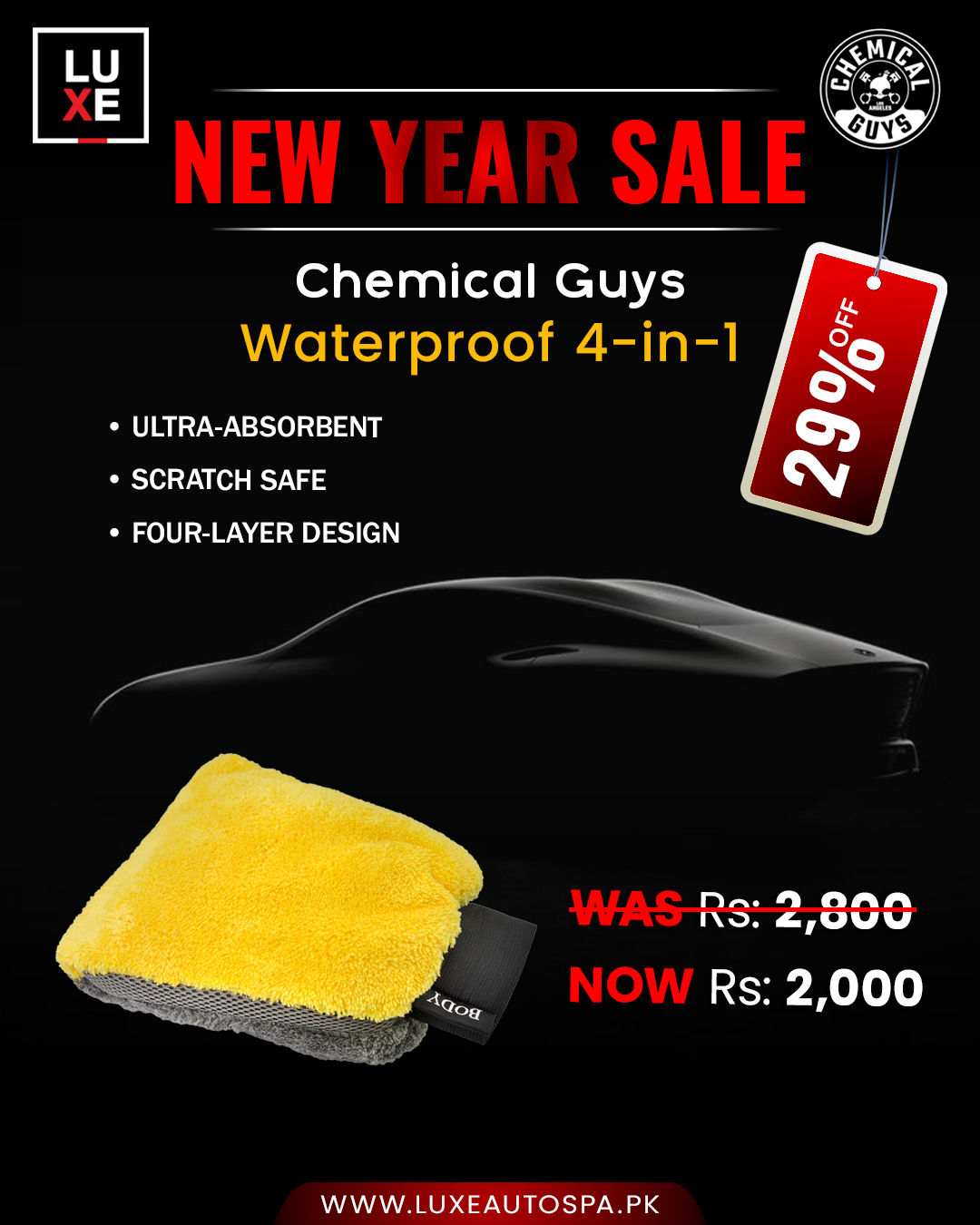 Chemical Guys Waterproof 4 In 1 Microfiber Premium Wash Mitt