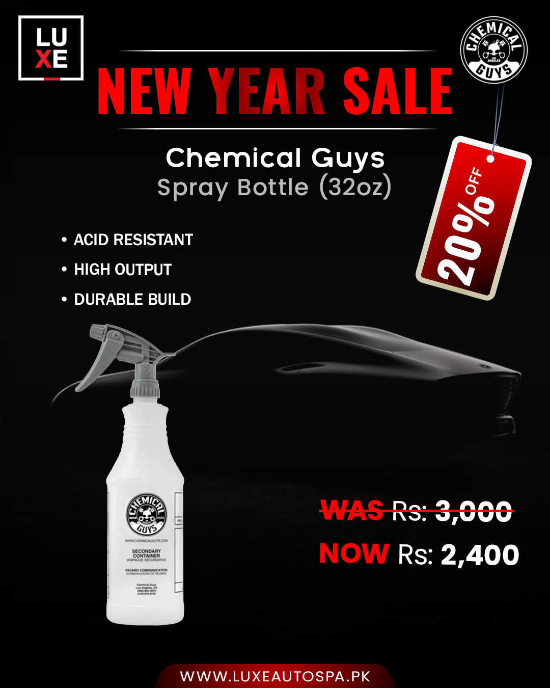 SPRAY BOTTLE PROFESSIONAL CHEMICAL RESISTANT HEAVY DUTY (32OZ)