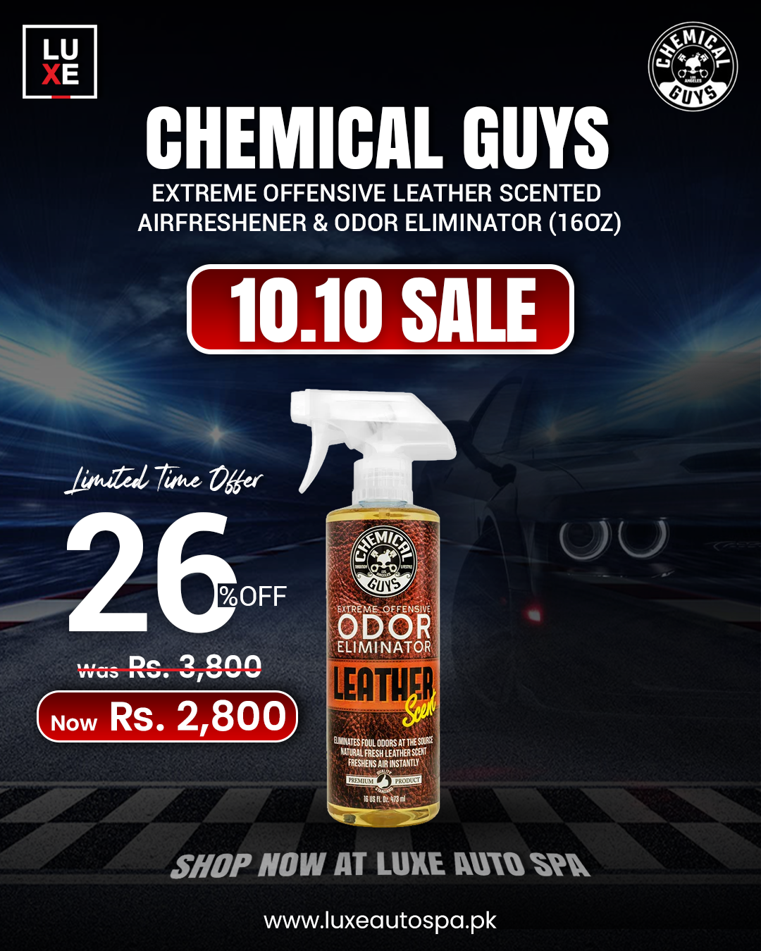 Chemical Guys Extreme Offensive Leather Scented Airfreshener & Odor Eliminator (16oz)
