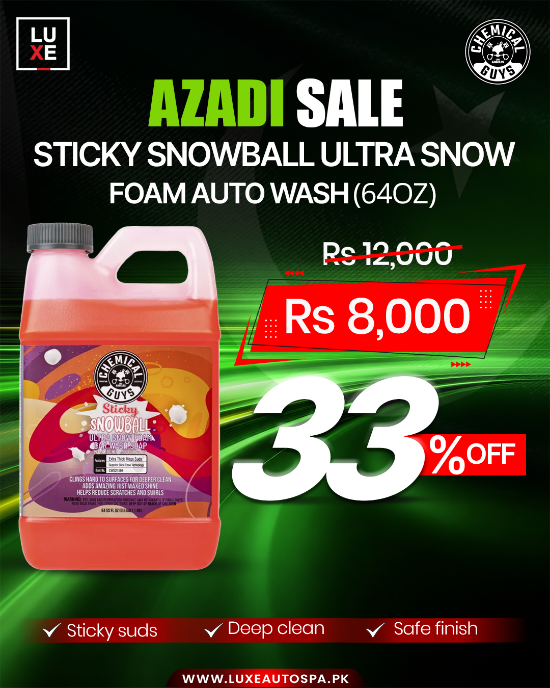 Chemical Guys Sticky Snowball Ultra Snow Foam Car Wash 64oz
