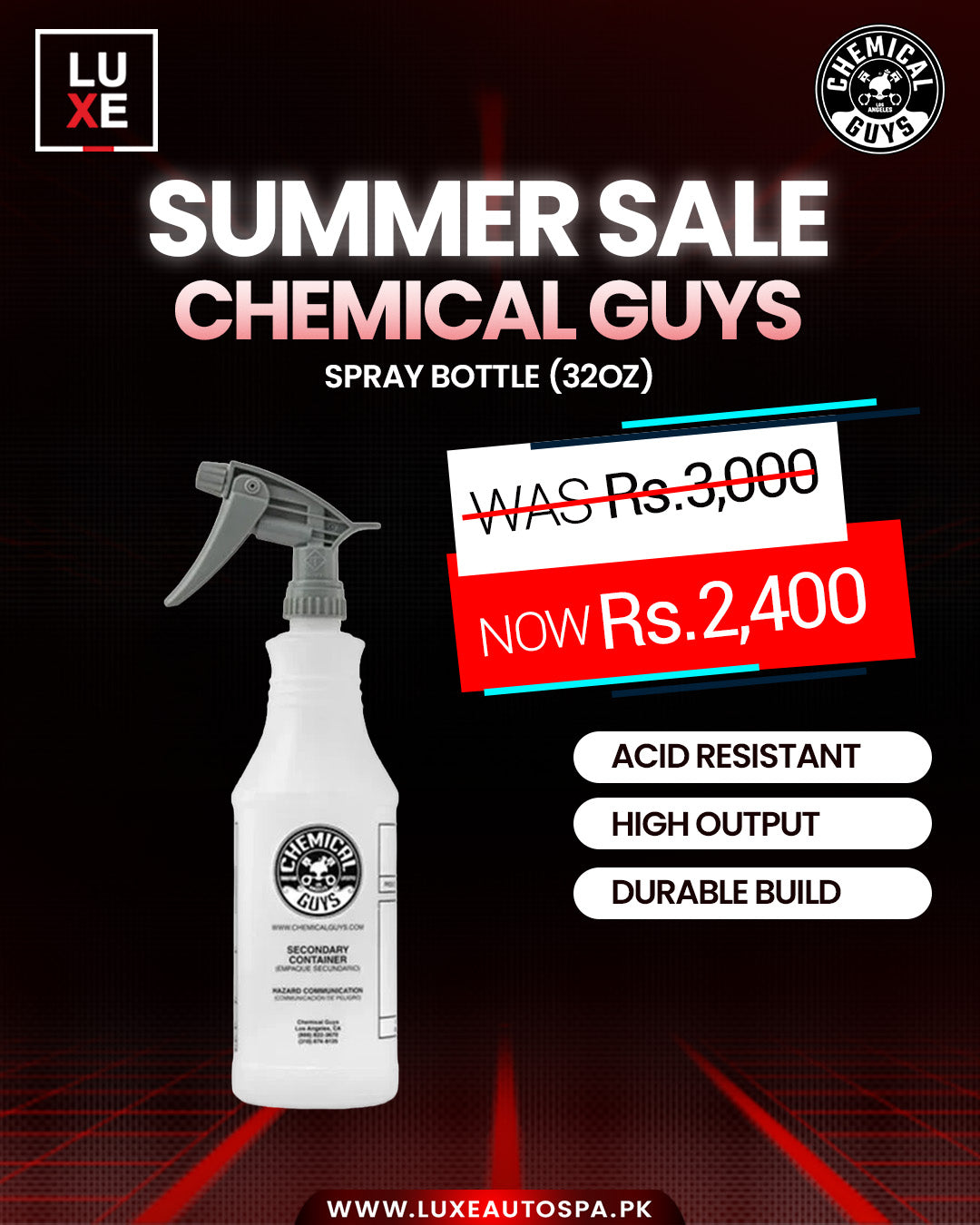 SPRAY BOTTLE PROFESSIONAL CHEMICAL RESISTANT HEAVY DUTY (32OZ)