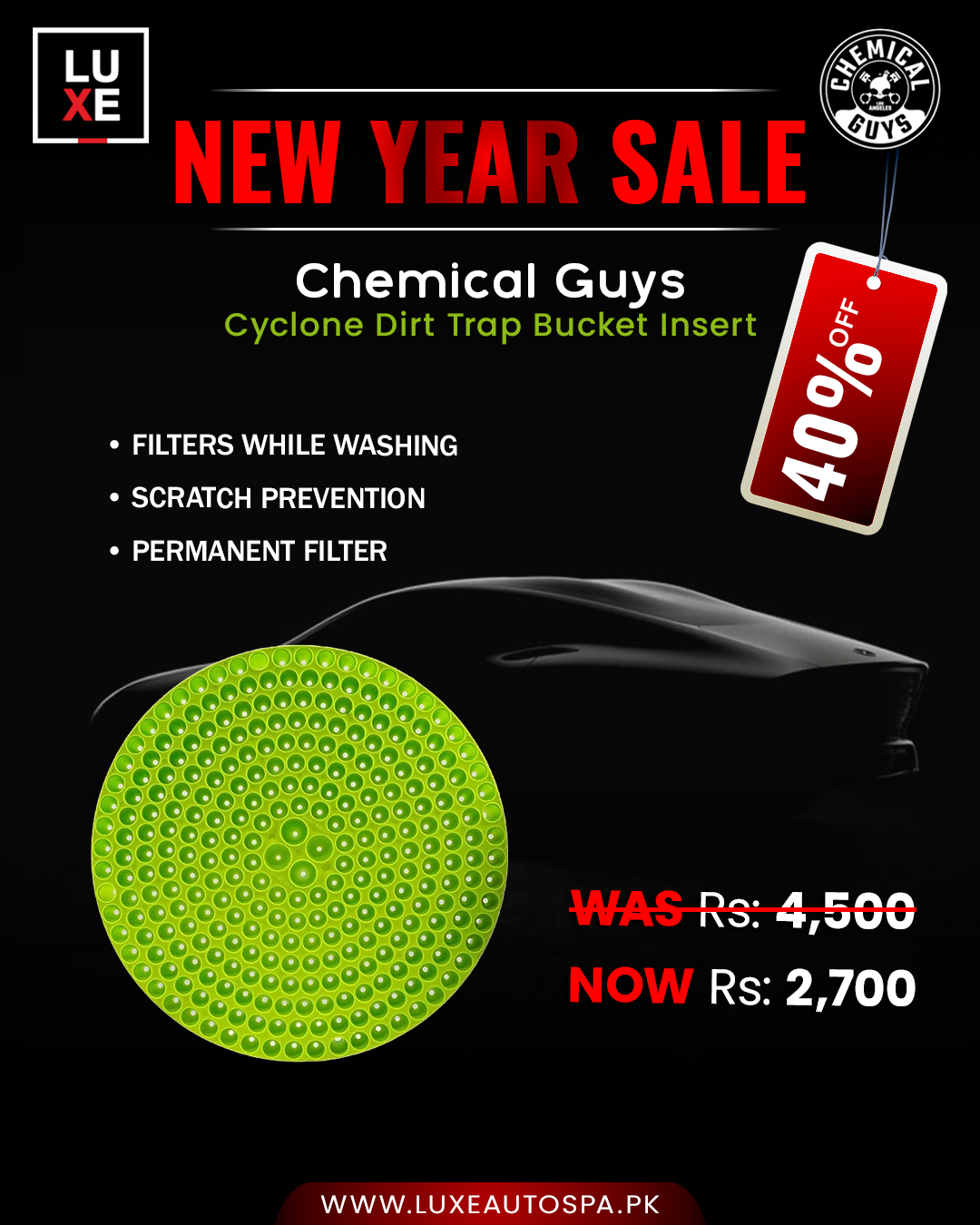 Chemical Guys Cyclone Dirt Trap-Car Wash Bucket Insert, Lime Green Color