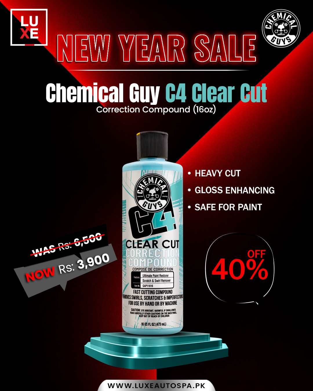 Chemical Guys C4 Clear Cut Correction Compound (16 oz)