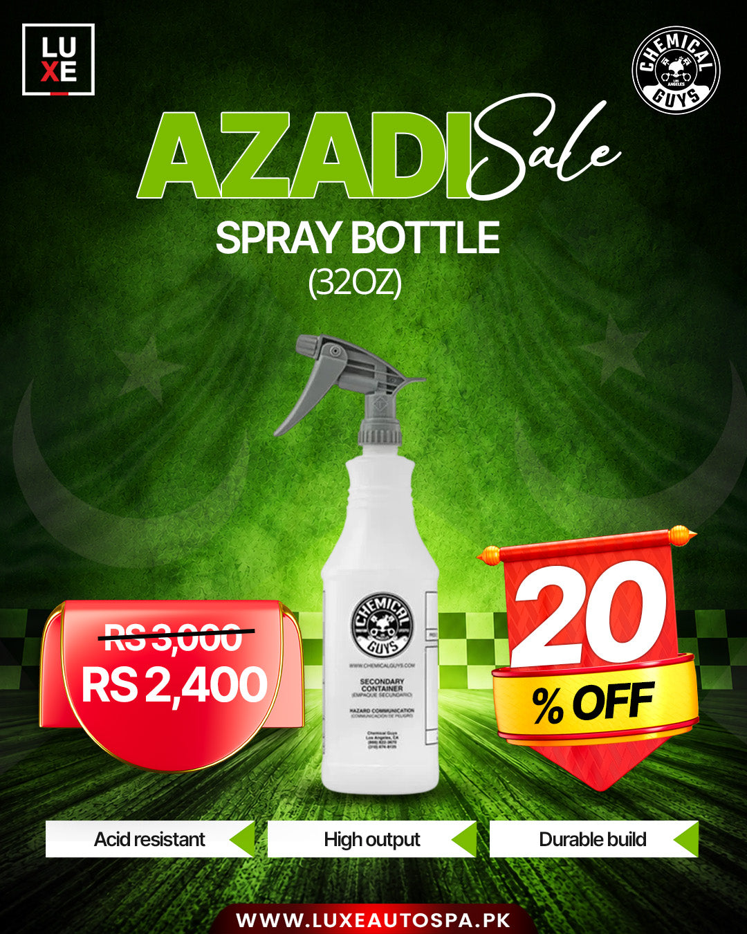 SPRAY BOTTLE PROFESSIONAL CHEMICAL RESISTANT HEAVY DUTY (32OZ)