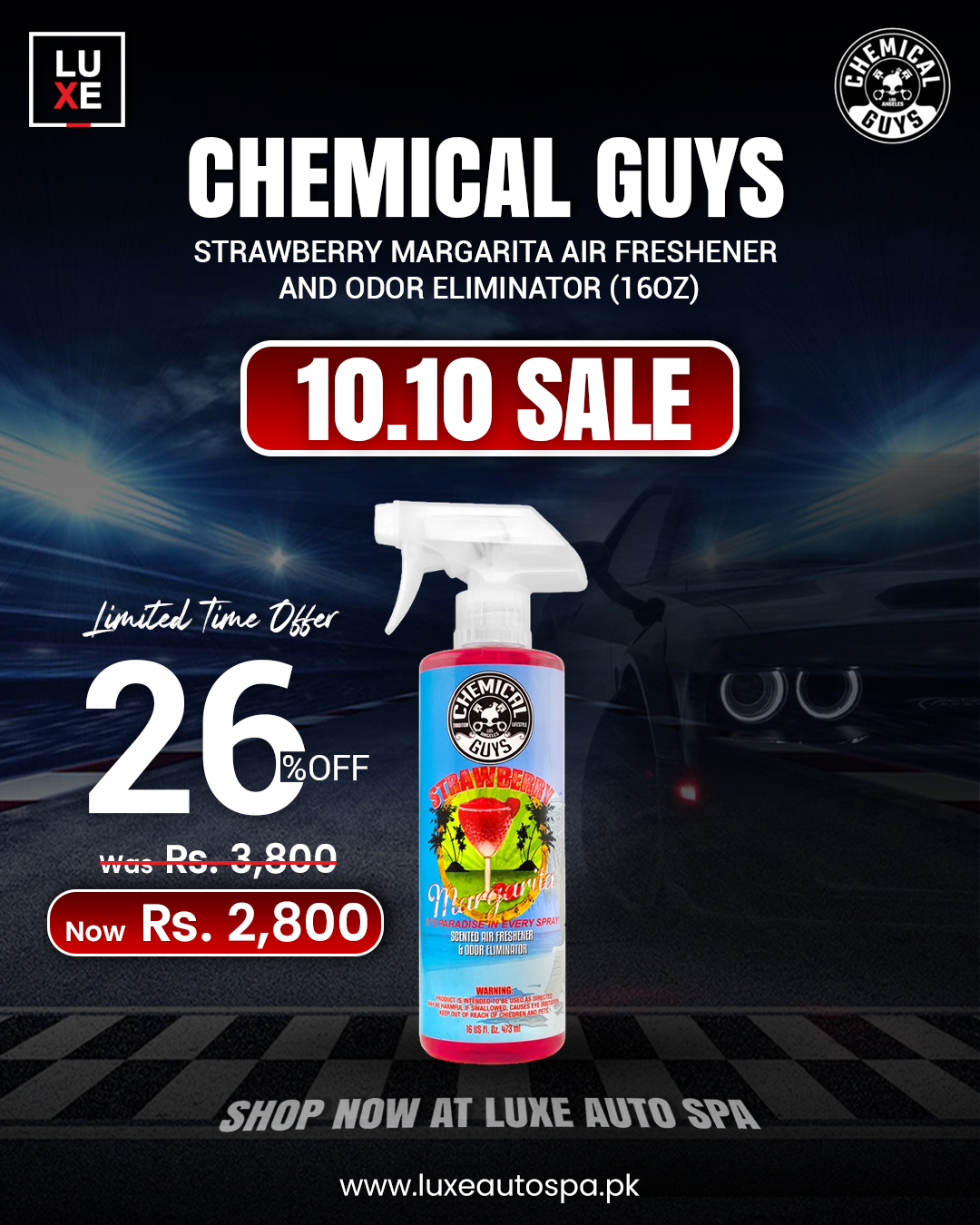 Chemical Guys Strawberry Margarita Air Freshener And Odor Eliminator (16oz)