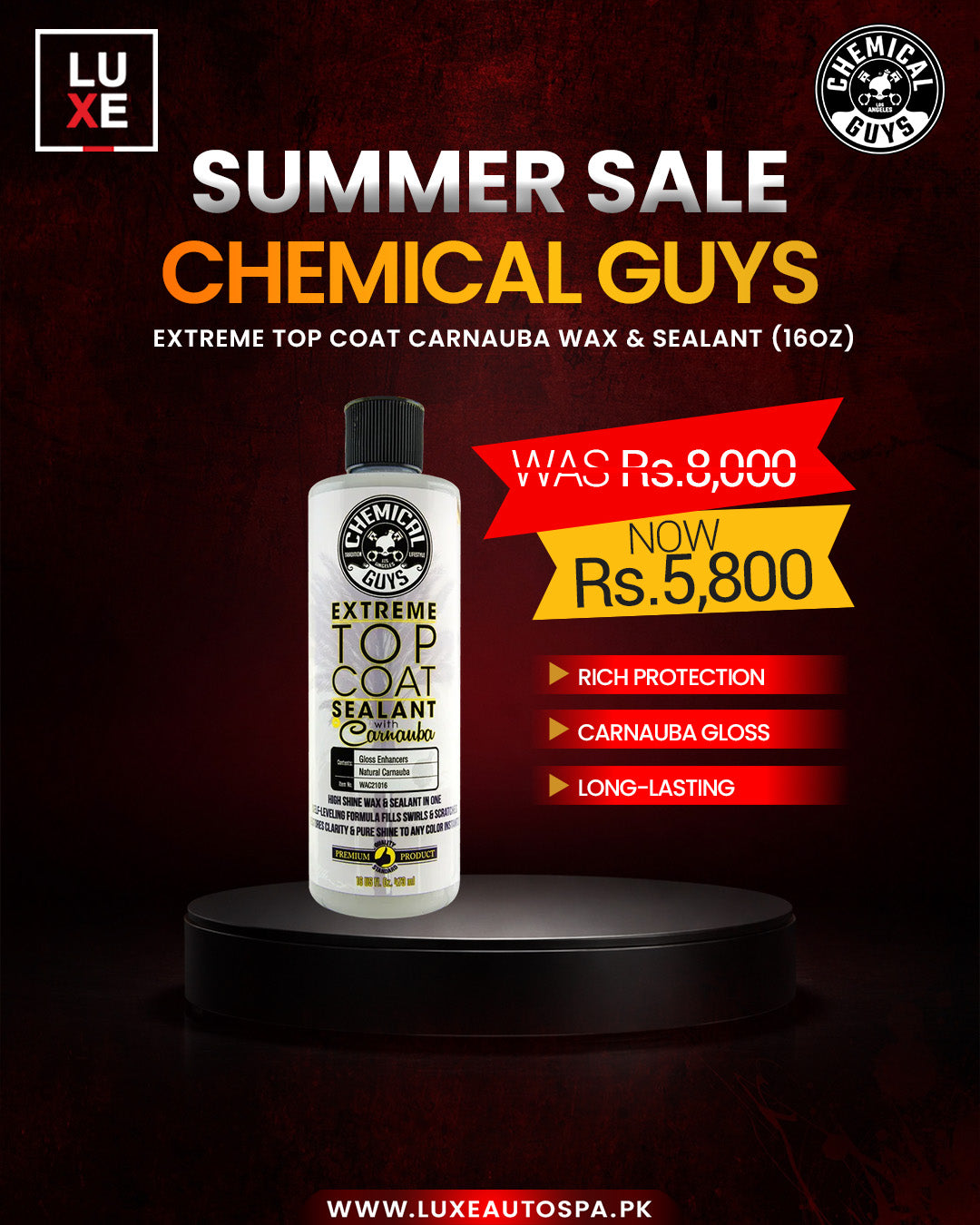 Chemical Guyz Extream Top Coat Carnauba Wax And Sealant 16oz
