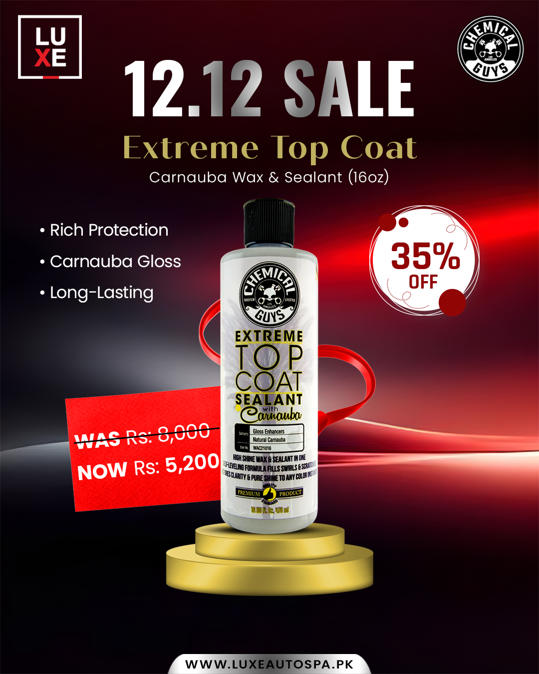 Chemical Guyz Extream Top Coat Carnauba Wax And Sealant 16oz