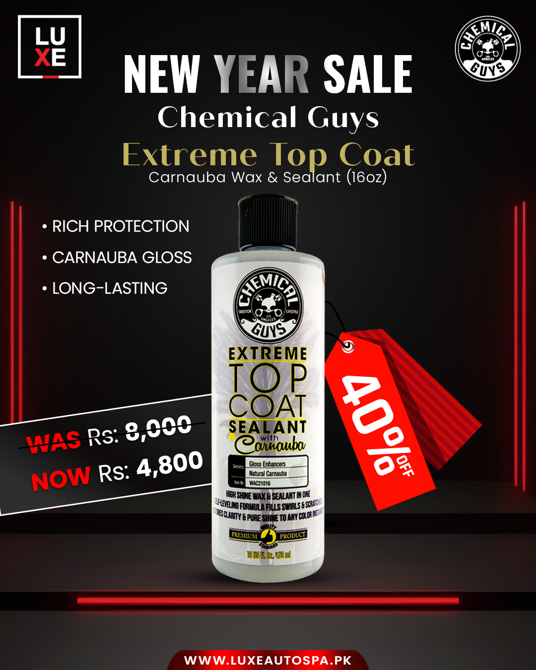 Chemical Guyz Extream Top Coat Carnauba Wax And Sealant 16oz