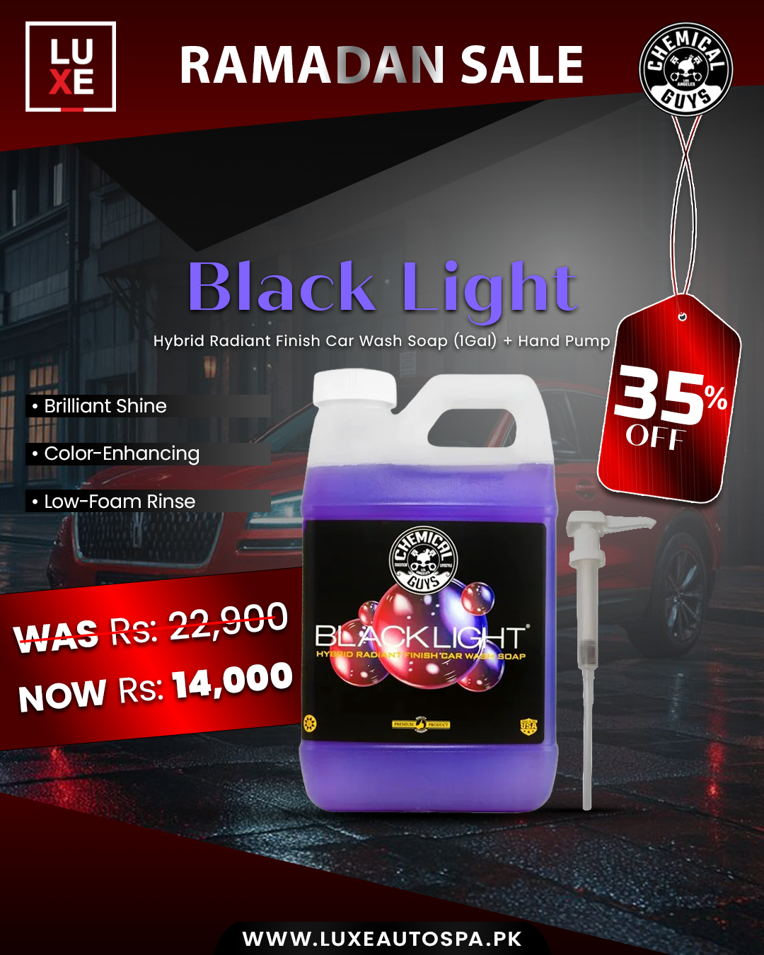 Black Light Hybrid Radiant Finish Car Wash Soap And Superior Surface Cleanser (1Gal) + Hand Pump