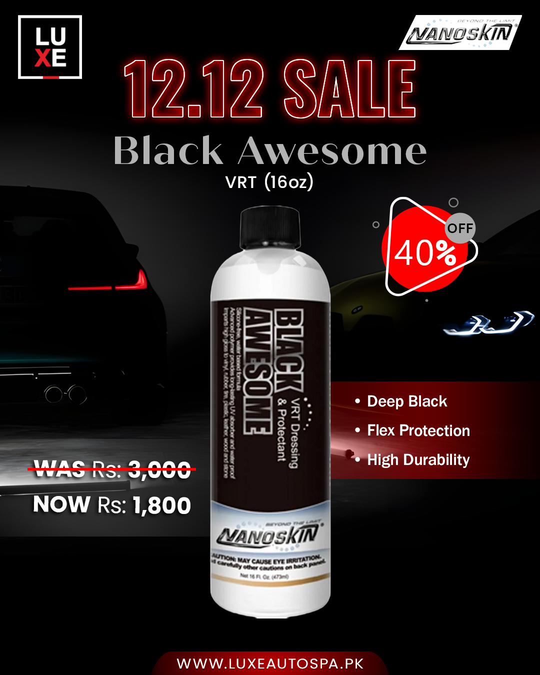 Nanoskin Black Awesom VRT Dressing & Protectant (16oz) upto 1:4