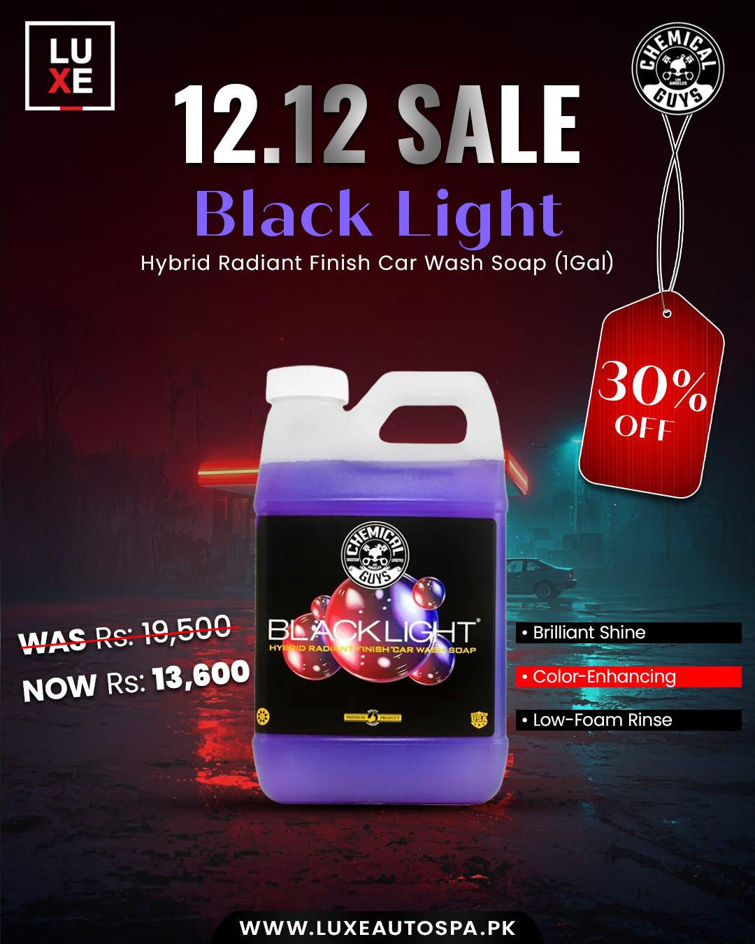 Chemical Guys Black Light Hybrid Radiant Finish Car Wash Shampoo (1 Gal)