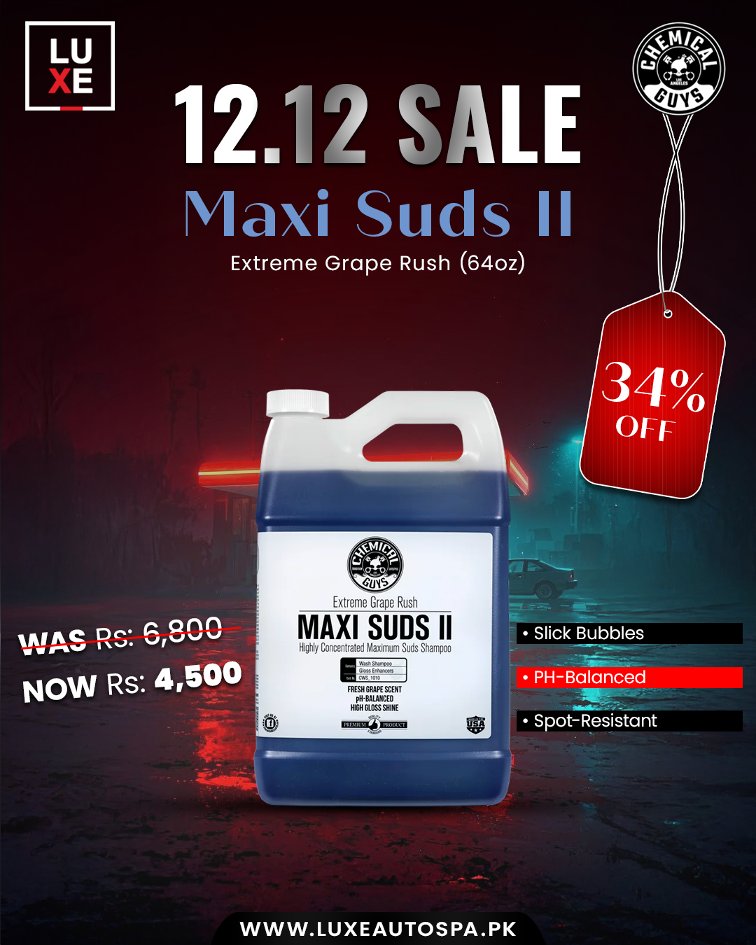 CG Maxi Suds II Extreme Grape Rush Super Suds Car Wash Shampoo (64oz)