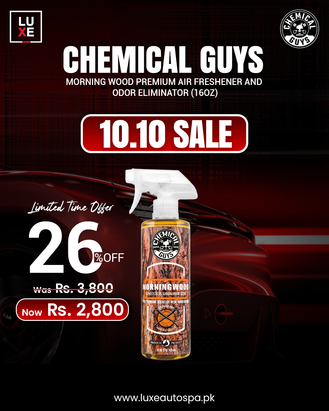 Chemical Guys Morning Wood Premium Air Freshener And Odor Eliminator (16oz)