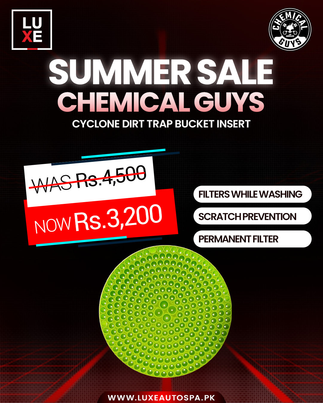 Chemical Guys Cyclone Dirt Trap-Car Wash Bucket Insert, Lime Green Color