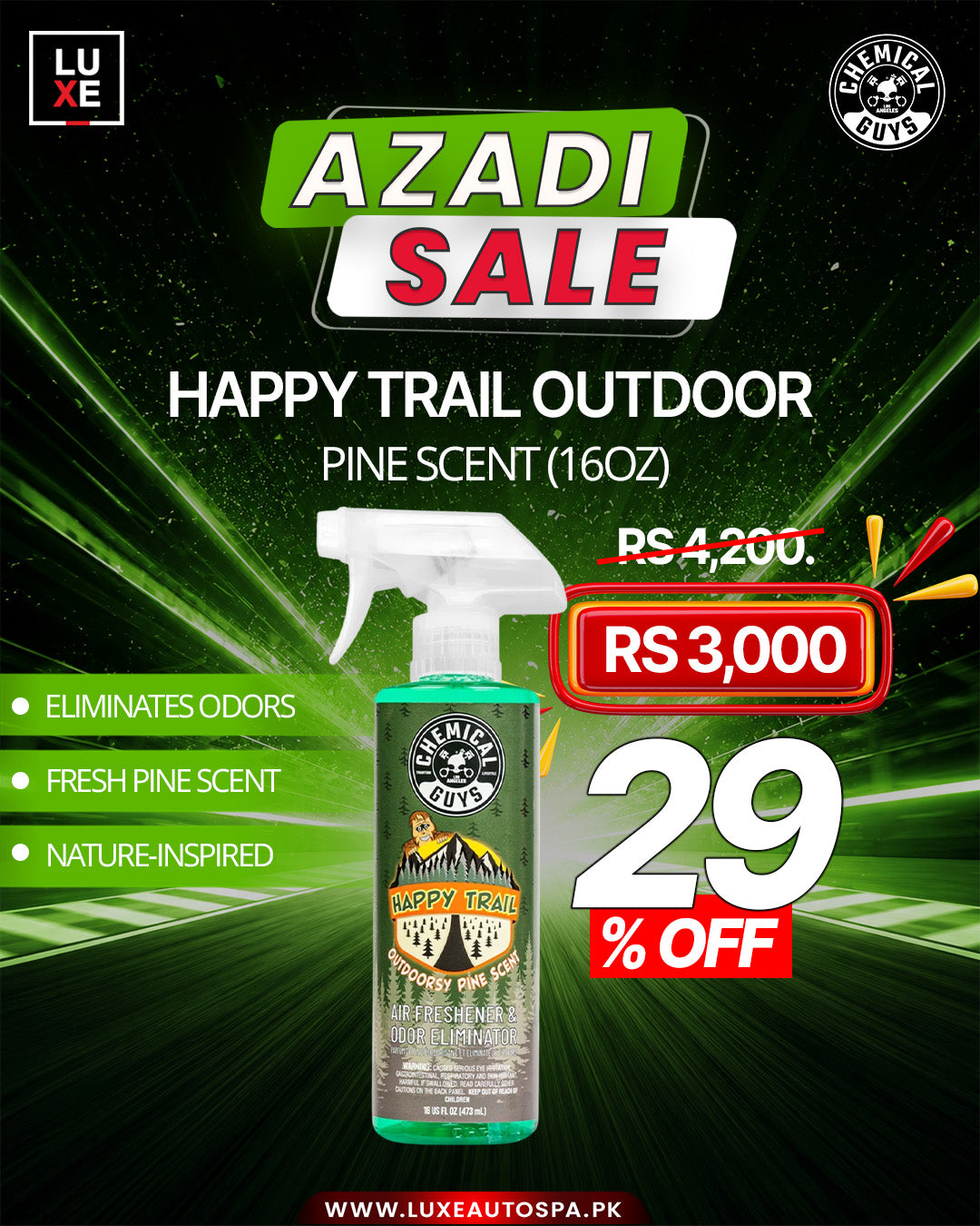 Chemical Guys Happy Trail Outdoor Pine Scent (16oz)