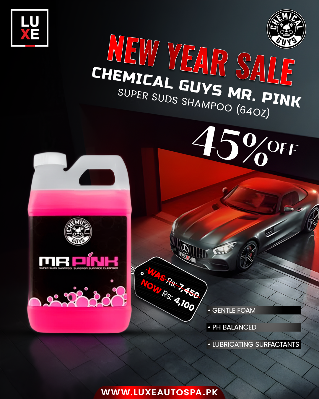 Chemical Guys Mr. Pink Super Suds Shampoo Superior Surface Cleanser (64 oz)