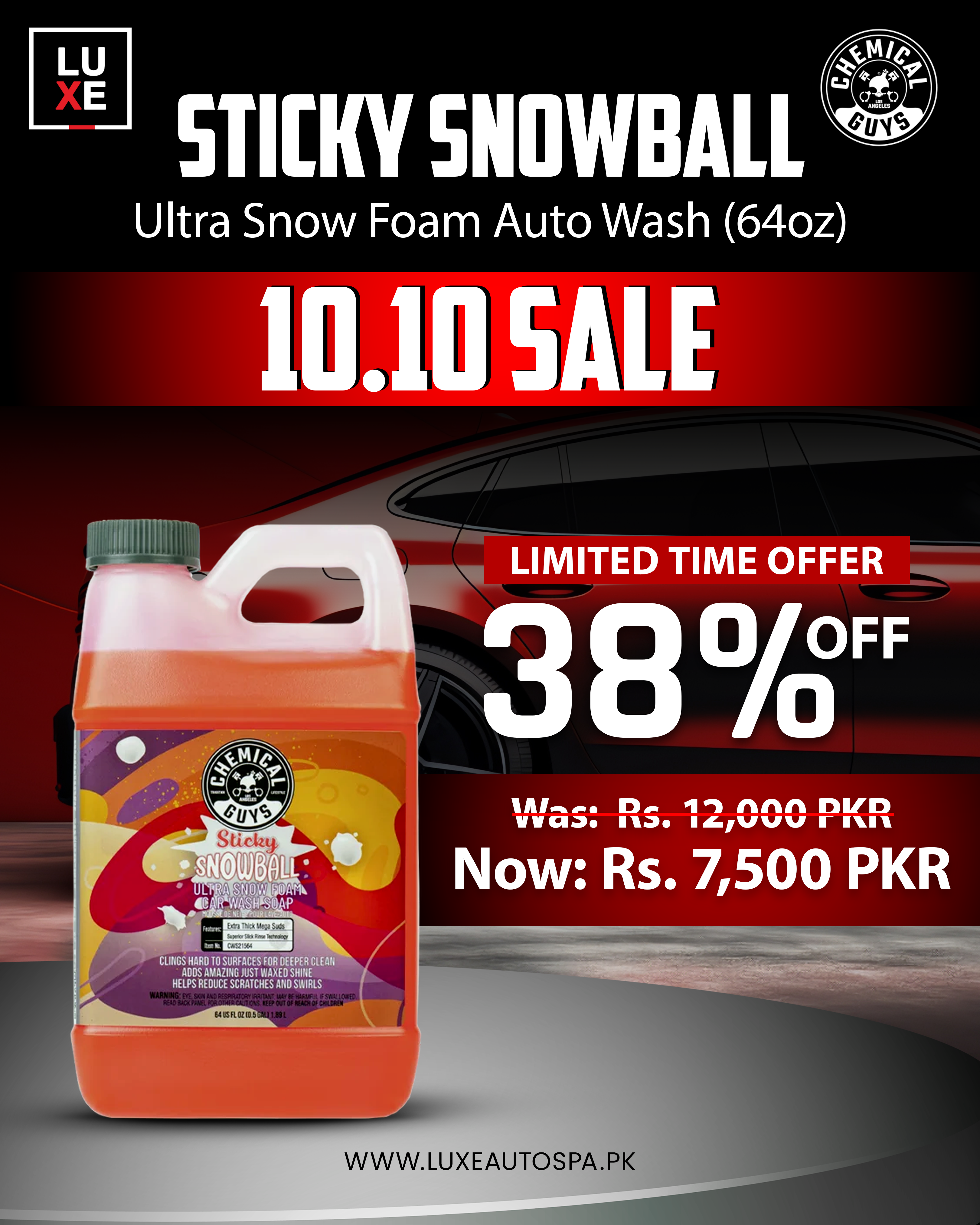 Chemical Guys Sticky Snowball Ultra Snow Foam Car Wash 64oz