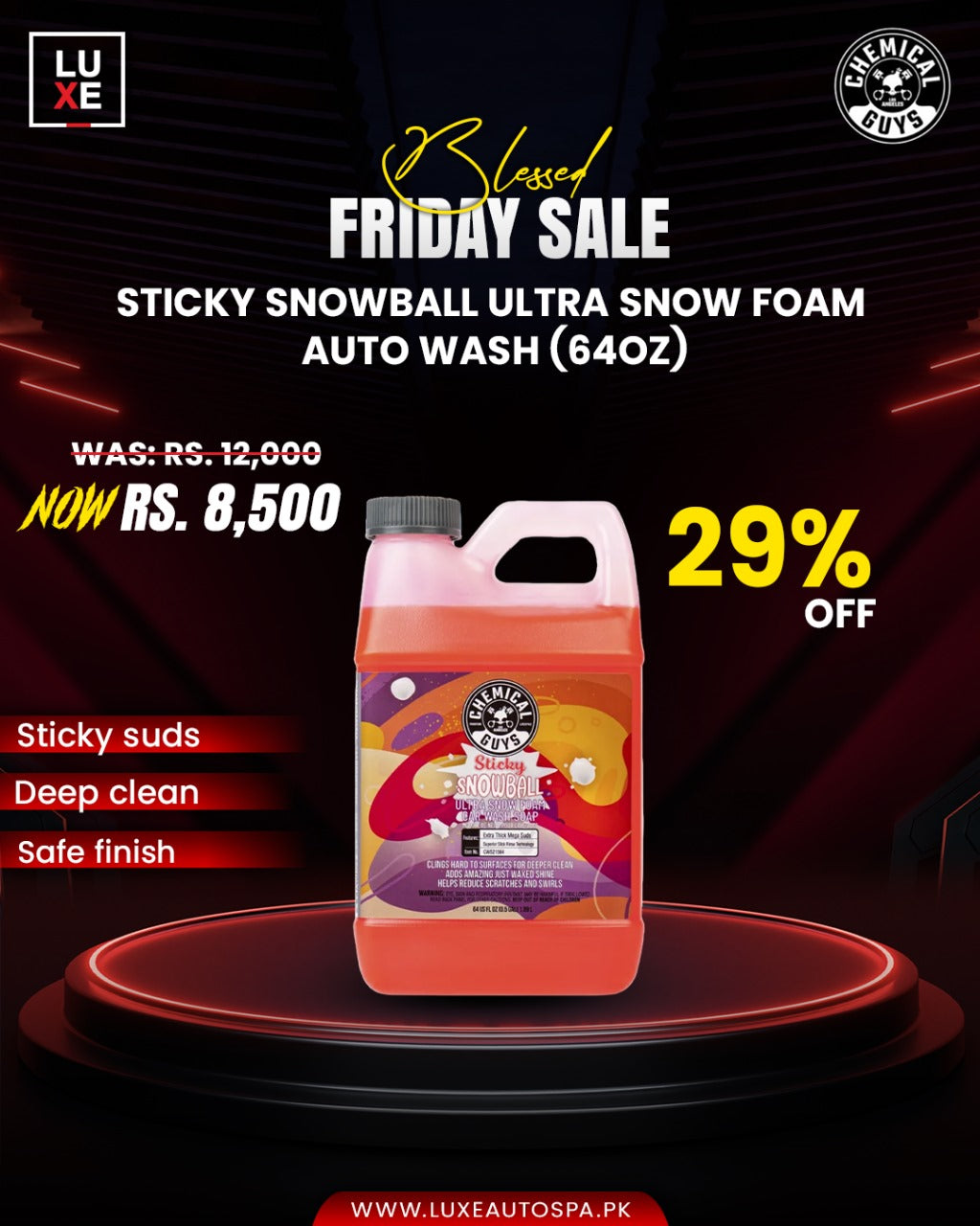 Chemical Guys Sticky Snowball Ultra Snow Foam Car Wash 64oz