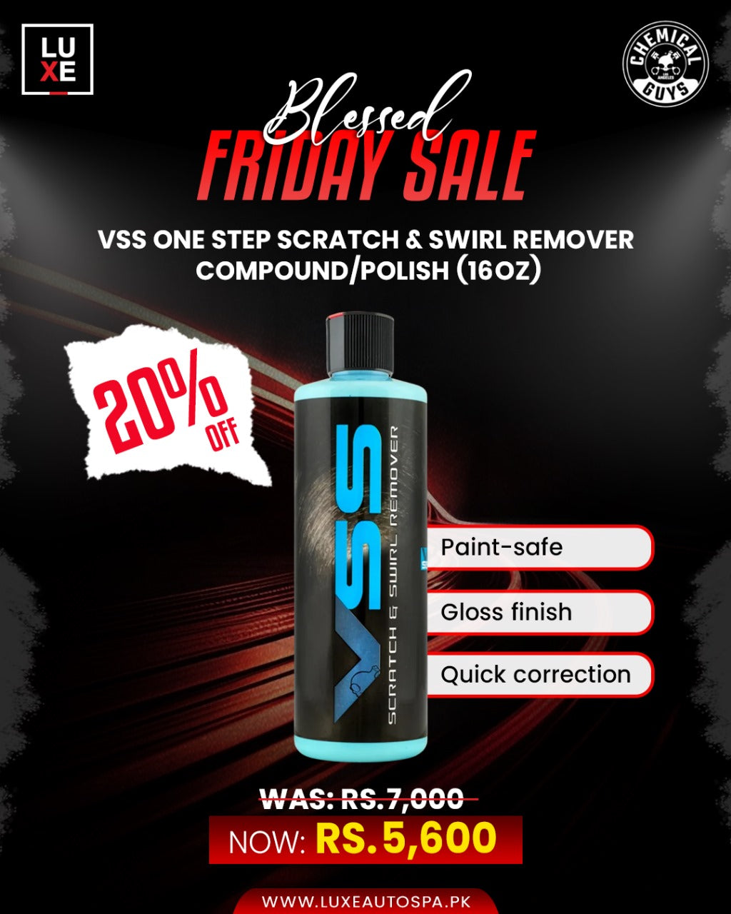 Chemical Guys VSS One-Step Scratch & Swirl Remover Compound Polish (16oz)