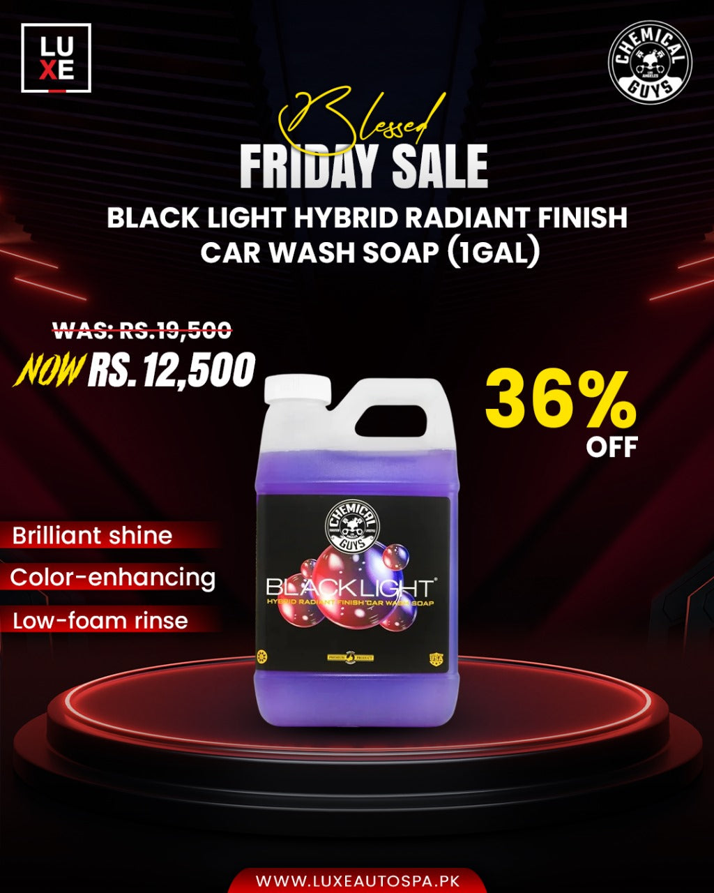 Chemical Guys Black Light Hybrid Radiant Finish Car Wash Shampoo (1 Gal)