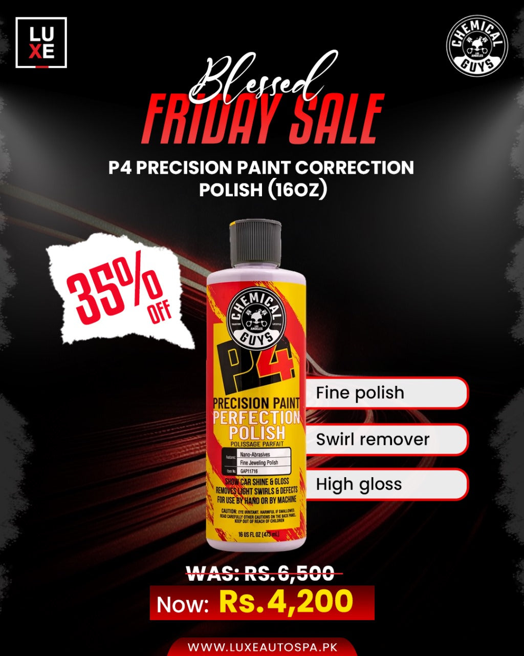 Chemical Guys P4 Precision Paint Correction Polish (16 oz)