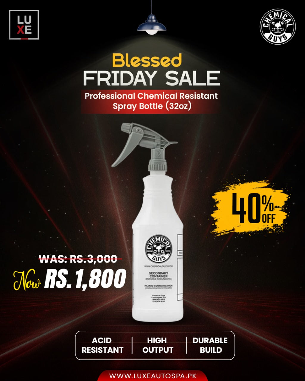 SPRAY BOTTLE PROFESSIONAL CHEMICAL RESISTANT HEAVY DUTY (32OZ)