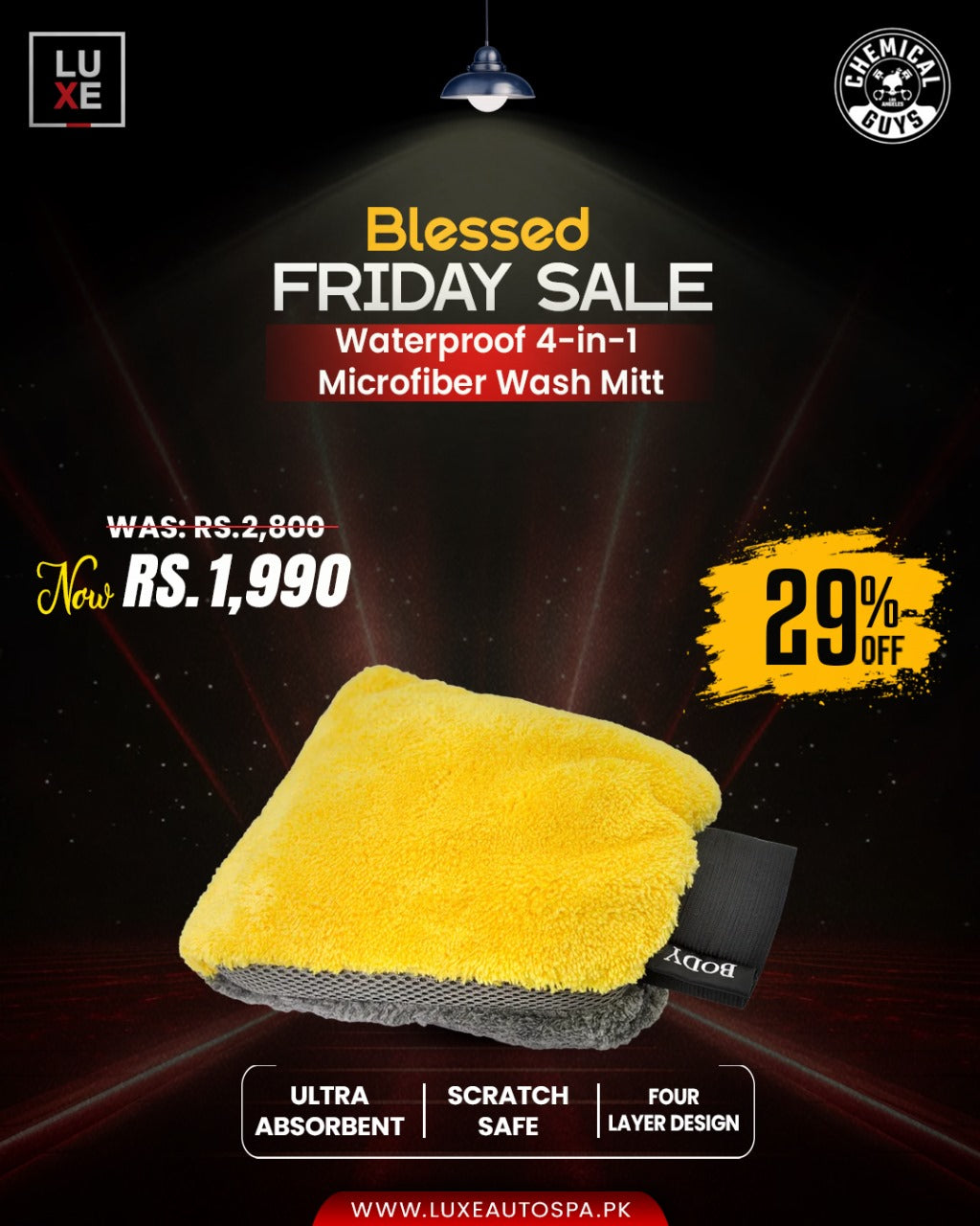 Chemical Guys Waterproof 4 In 1 Microfiber Premium Wash Mitt