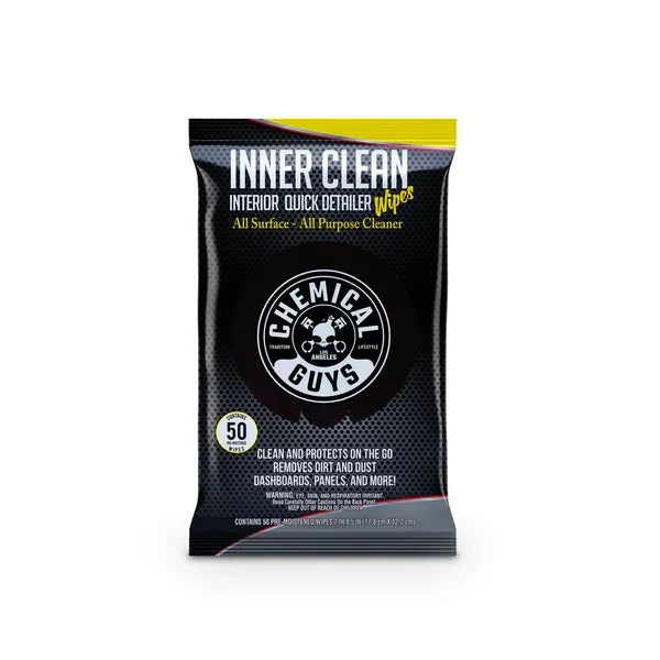 Chemical Guys Inner Clean-Quick Interior Detailer & Protectant Wipes (50 Wipes)