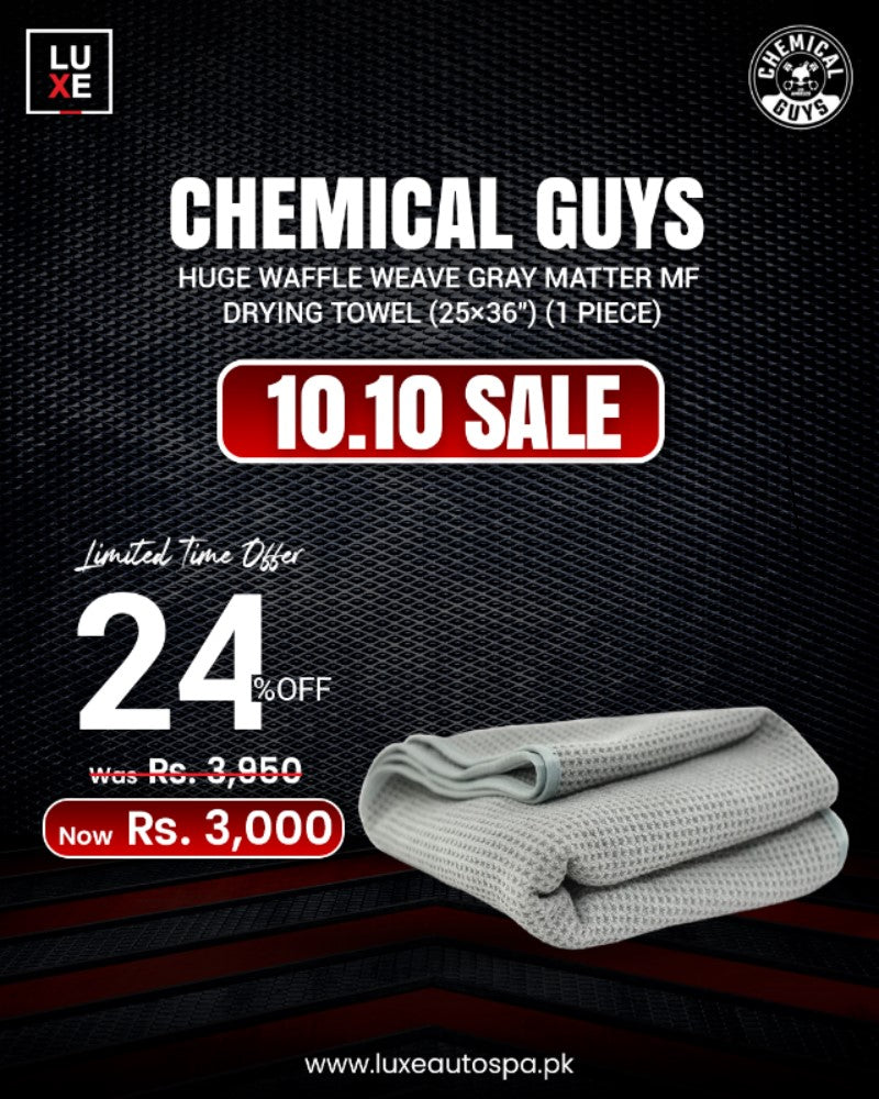 Chemical Guys Huge Waffle Weave Gray Matter MF Drying Towel (25×36″) (1 Piece)