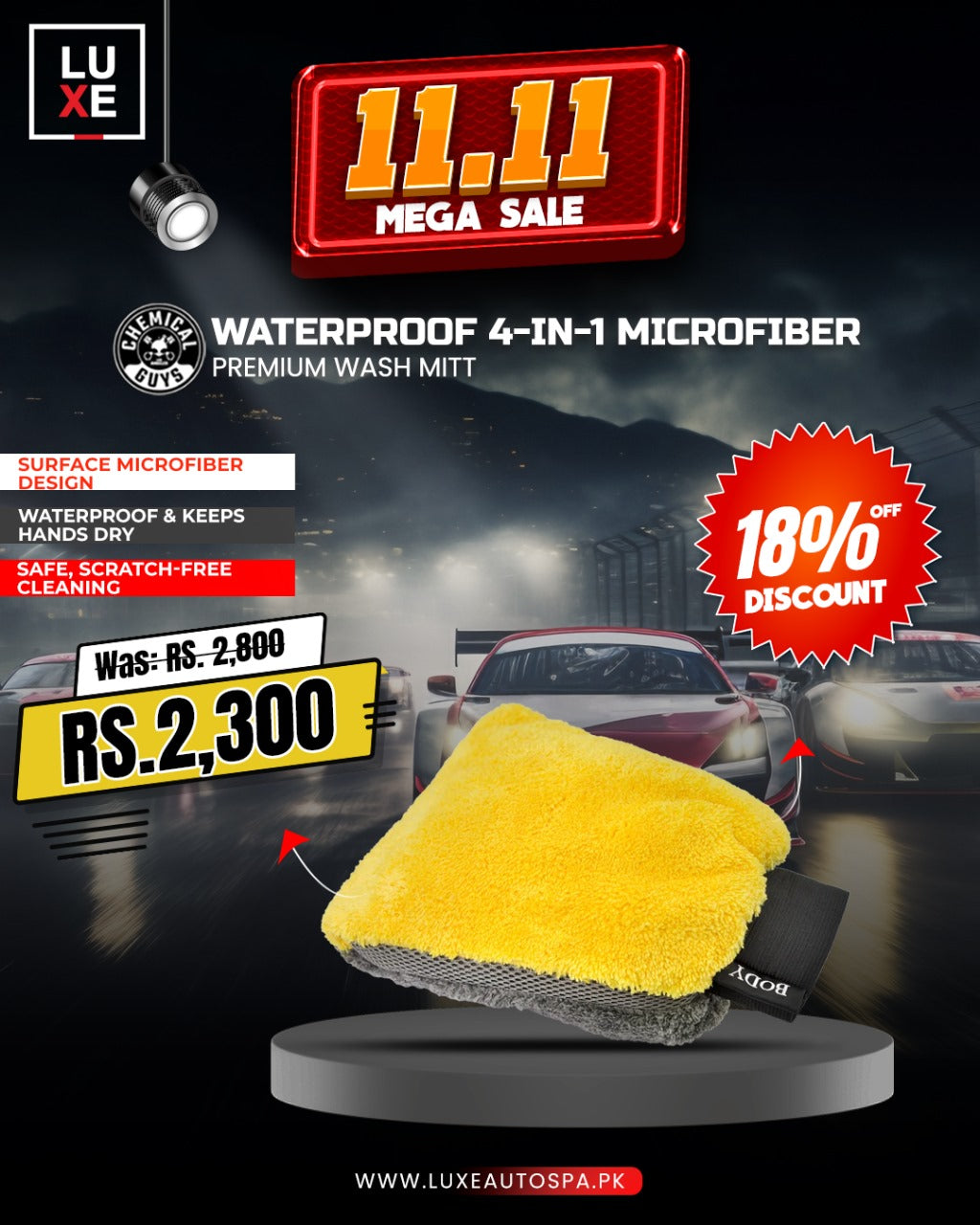 Chemical Guys Waterproof 4 In 1 Microfiber Premium Wash Mitt