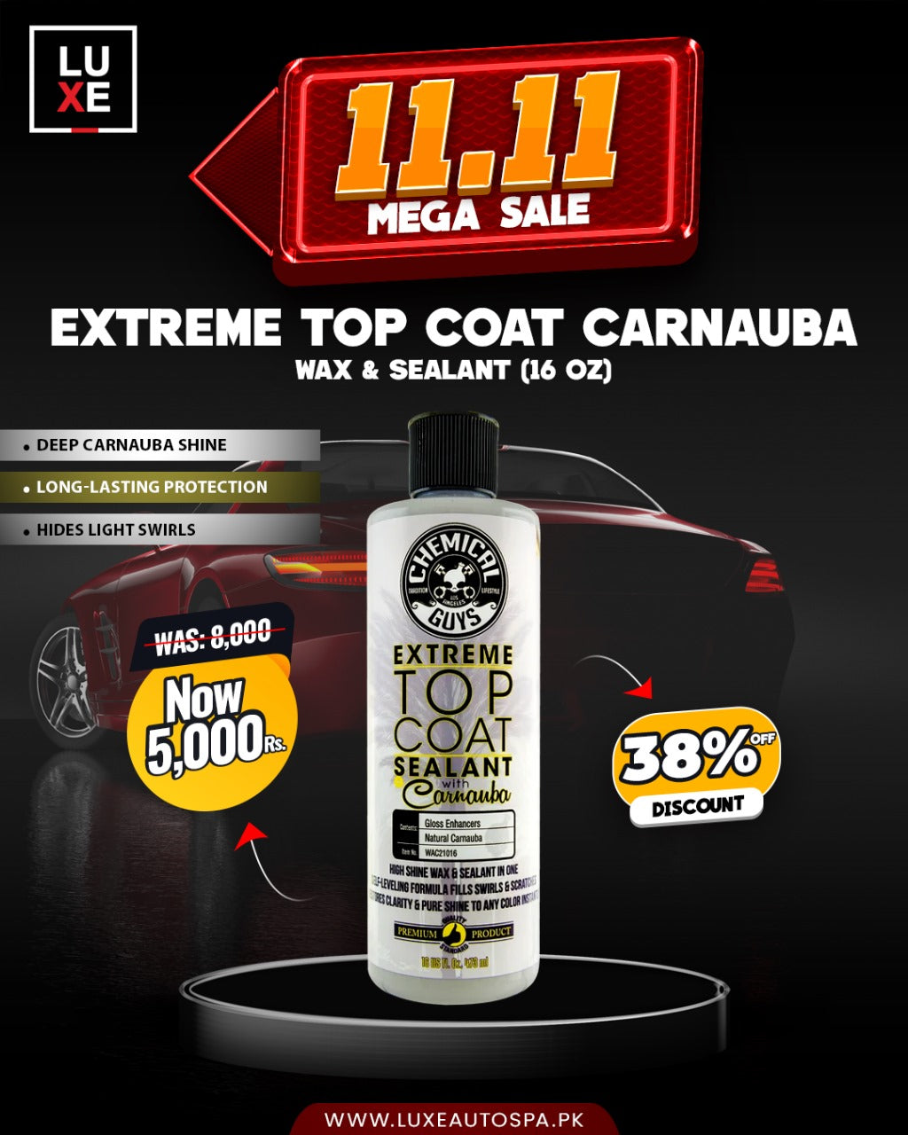 Chemical Guyz Extream Top Coat Carnauba Wax And Sealant 16oz