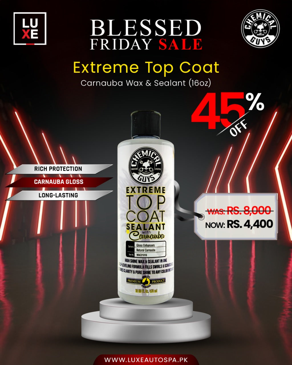 Chemical Guyz Extream Top Coat Carnauba Wax And Sealant 16oz