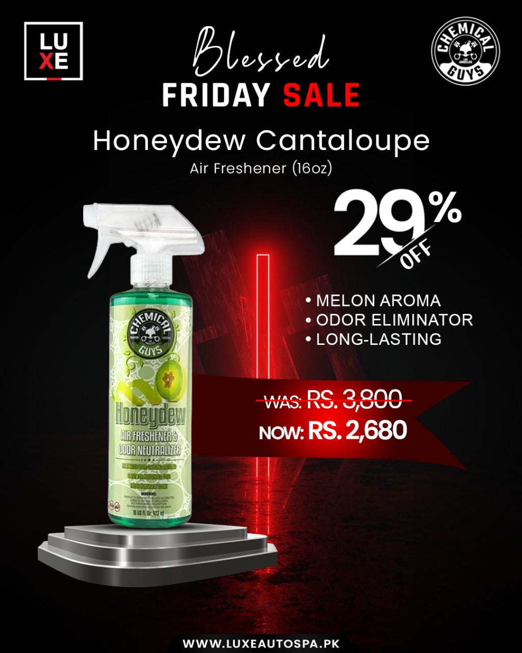 Chemical Guys Honeydew Premium Air Freshener & Odor Eliminator (16 oz)
