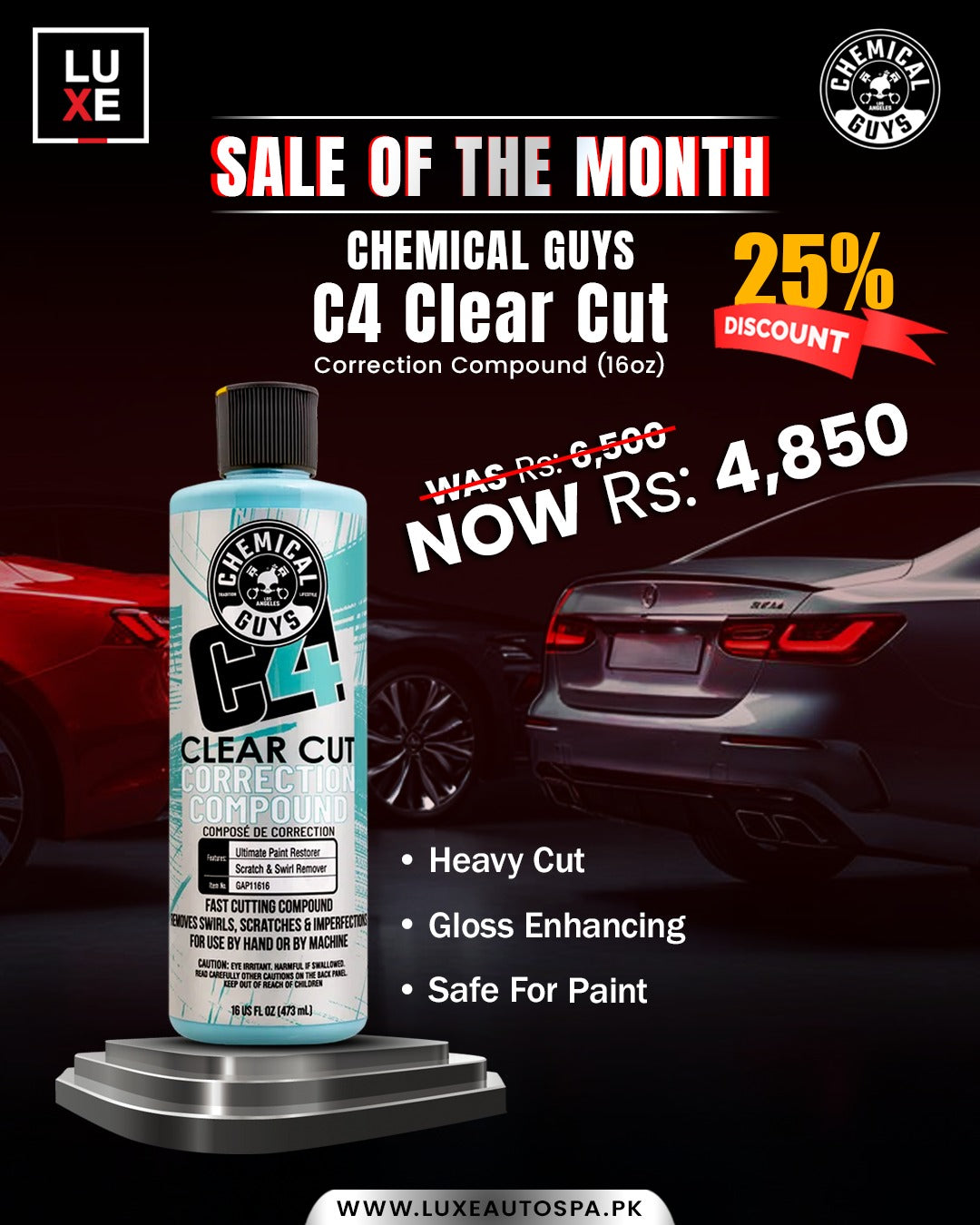 Chemical Guys C4 Clear Cut Correction Compound (16 oz)