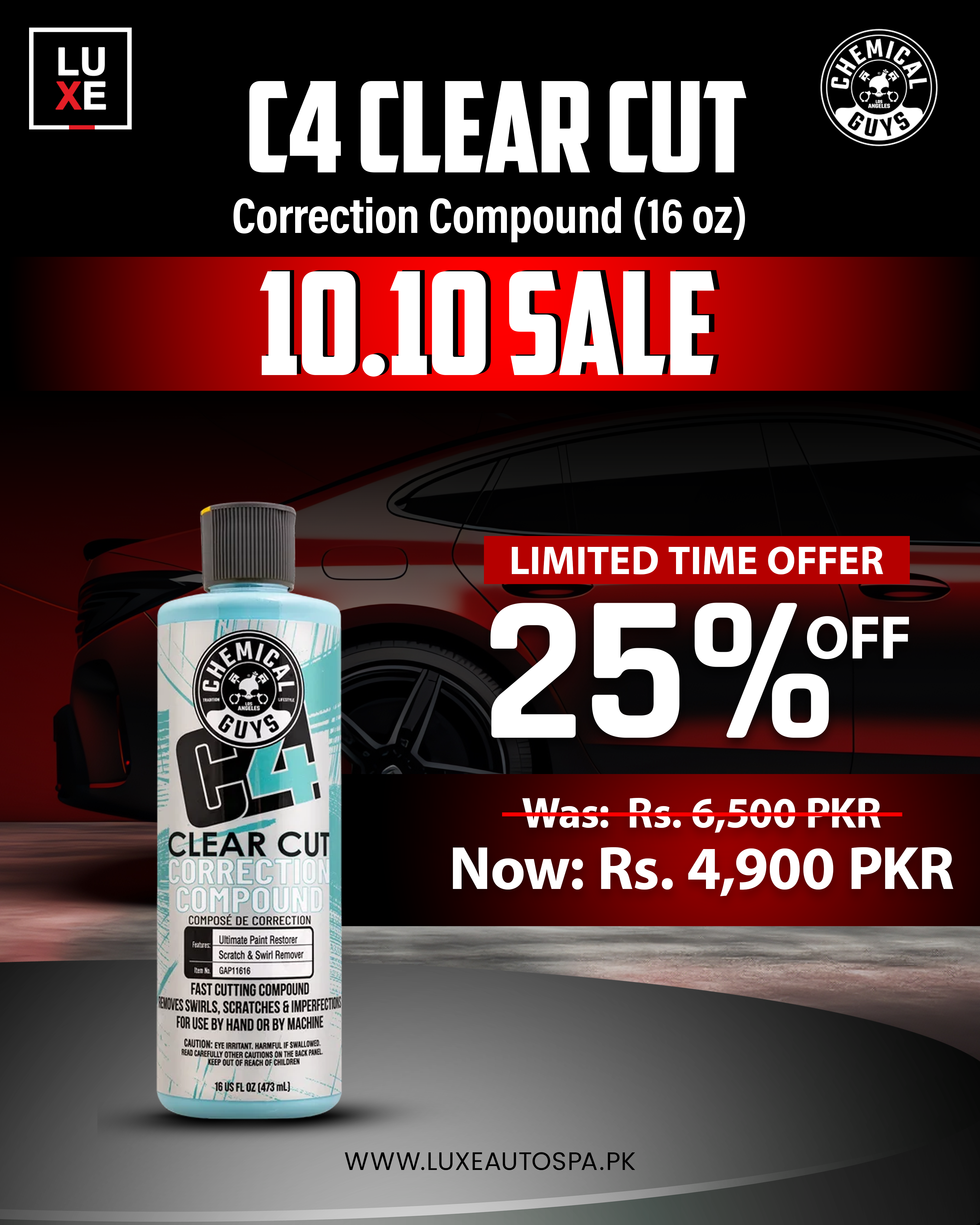 Chemical Guys C4 Clear Cut Correction Compound (16 oz)